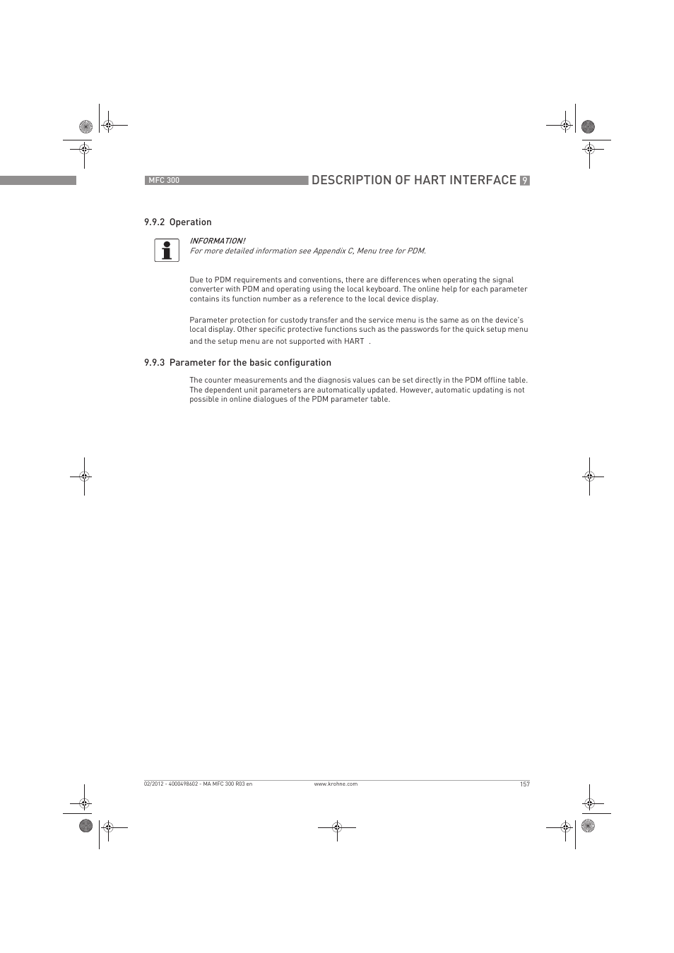 Description of hart interface | KROHNE MFC 300 EN User Manual | Page 157 / 180