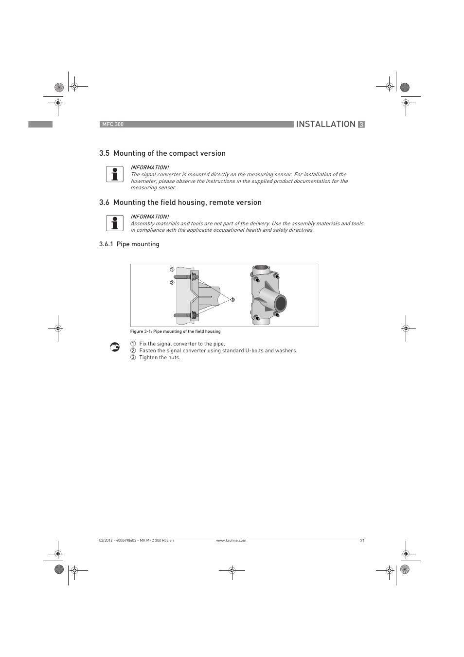 Installation | KROHNE MFC 300 EN User Manual | Page 21 / 180