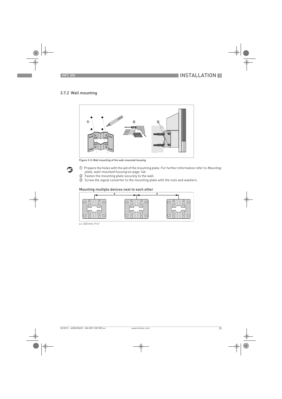 Installation | KROHNE MFC 300 EN User Manual | Page 25 / 180