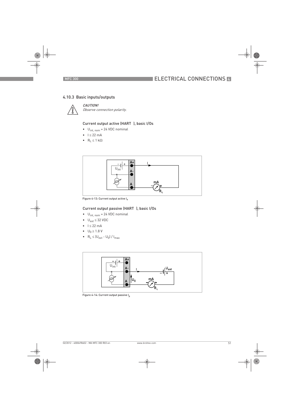 Electrical connections | KROHNE MFC 300 EN User Manual | Page 51 / 180