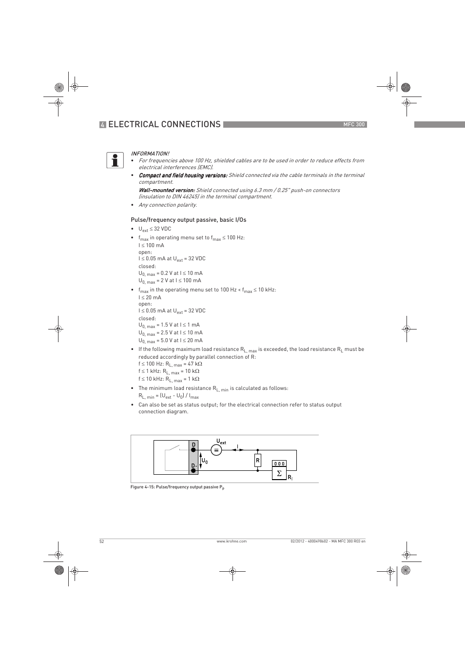 Electrical connections | KROHNE MFC 300 EN User Manual | Page 52 / 180