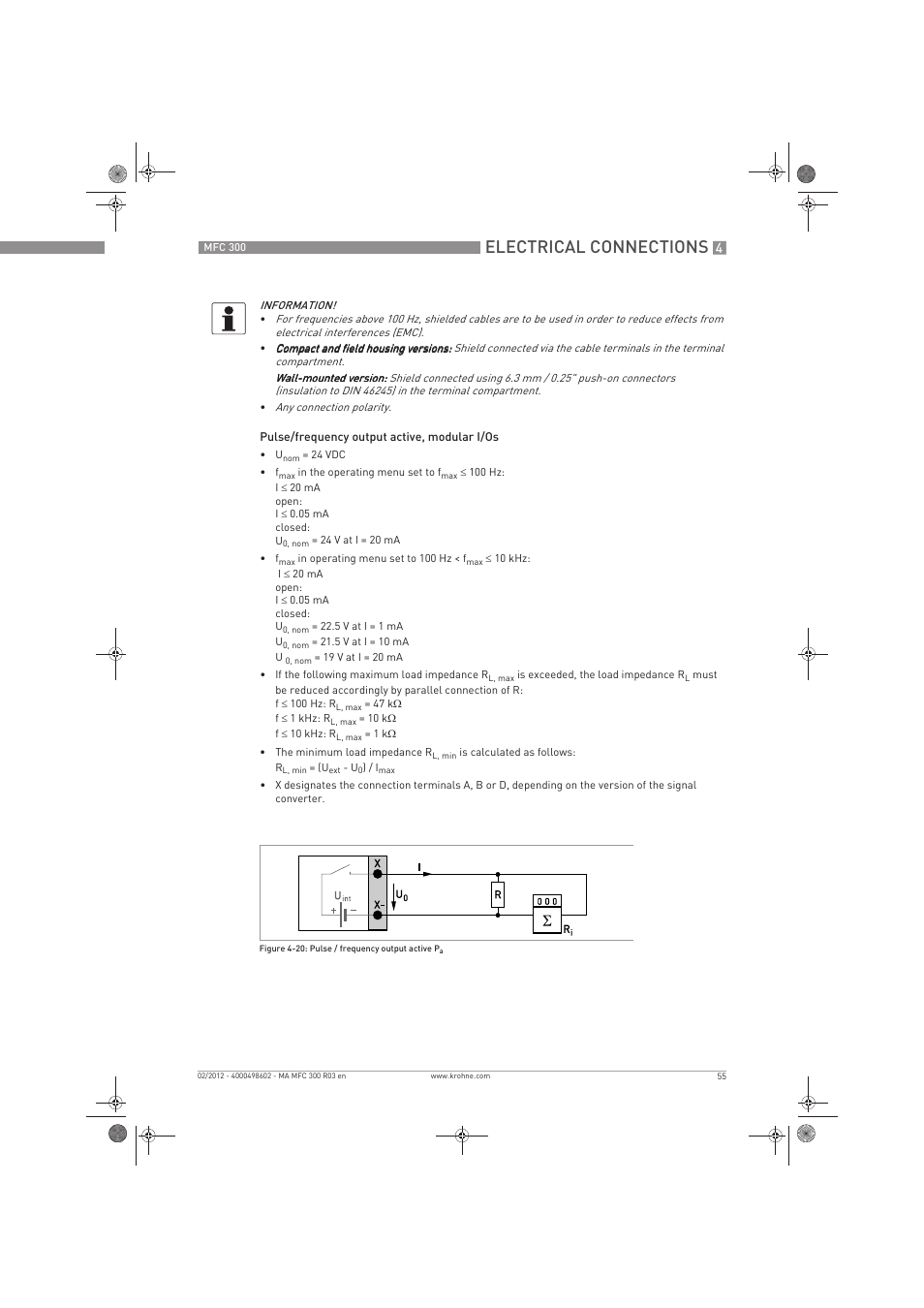 Electrical connections | KROHNE MFC 300 EN User Manual | Page 55 / 180