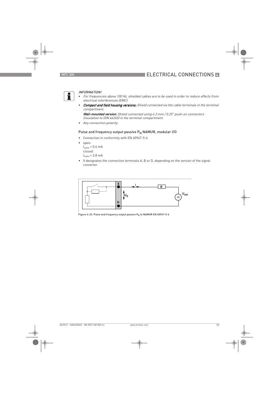 Electrical connections | KROHNE MFC 300 EN User Manual | Page 57 / 180