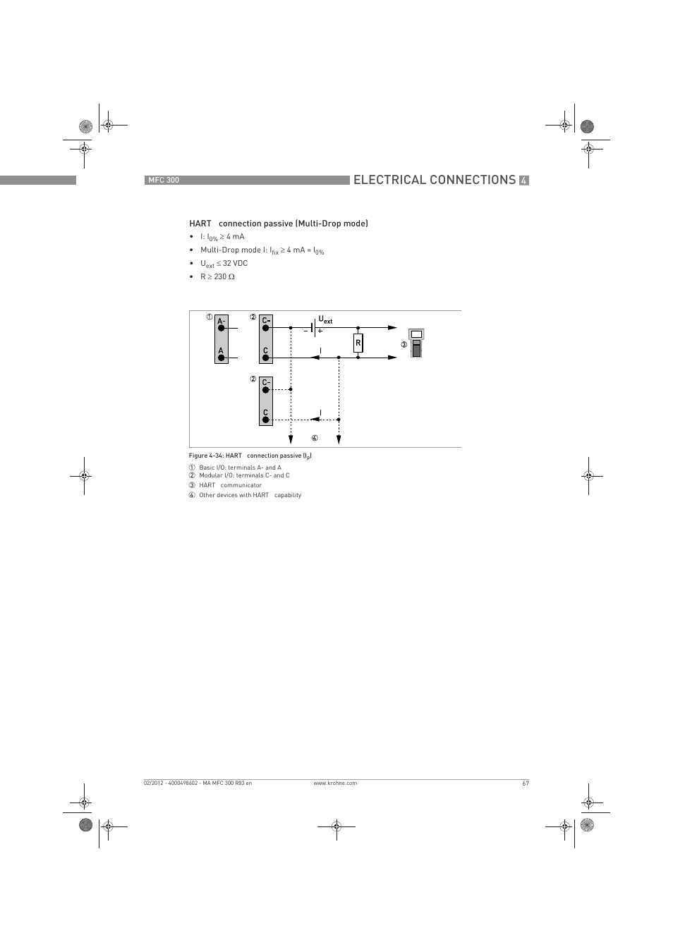 Electrical connections | KROHNE MFC 300 EN User Manual | Page 67 / 180