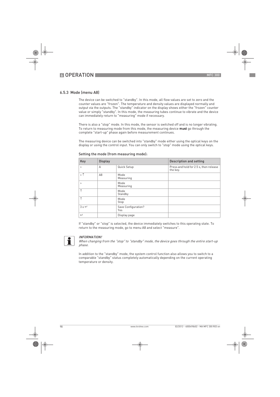 Operation | KROHNE MFC 300 EN User Manual | Page 98 / 180