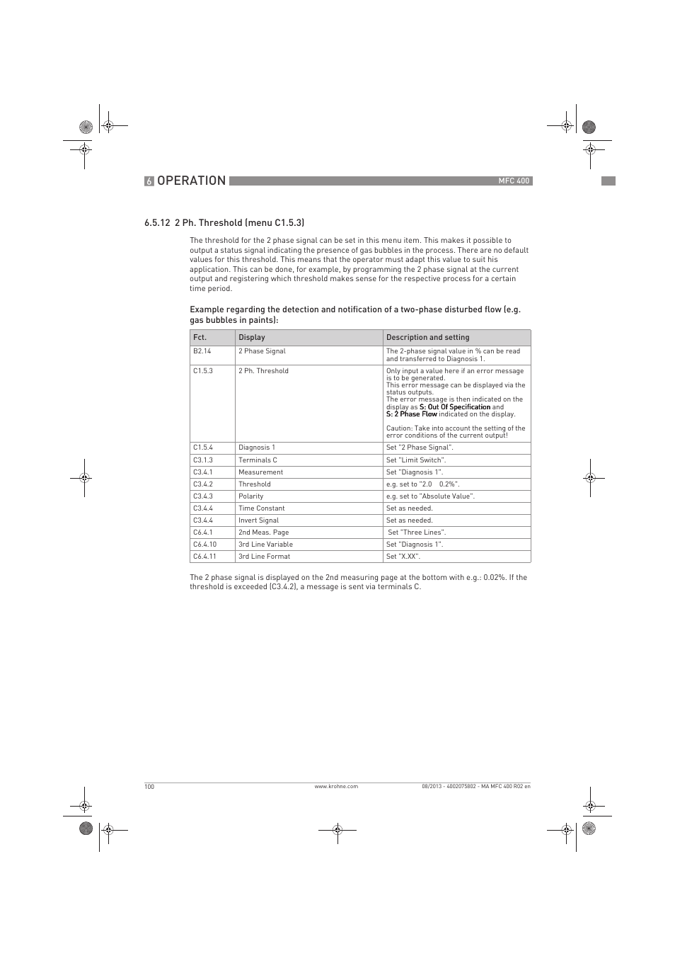 Operation | KROHNE MFC 400 EN User Manual | Page 100 / 144