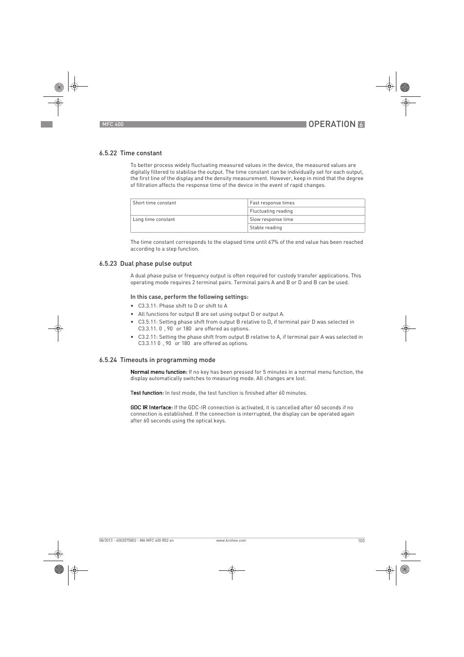 Operation | KROHNE MFC 400 EN User Manual | Page 103 / 144