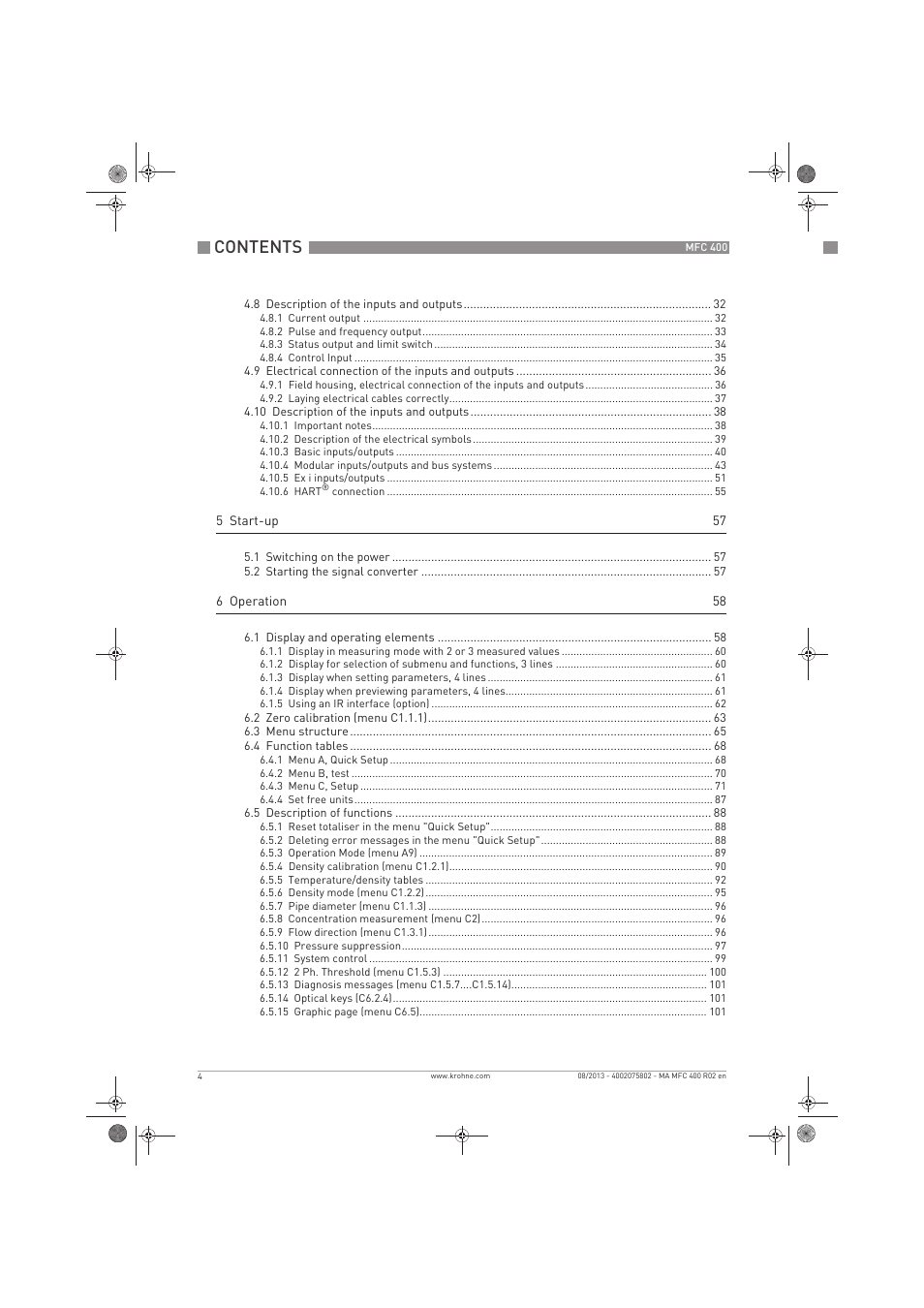 KROHNE MFC 400 EN User Manual | Page 4 / 144