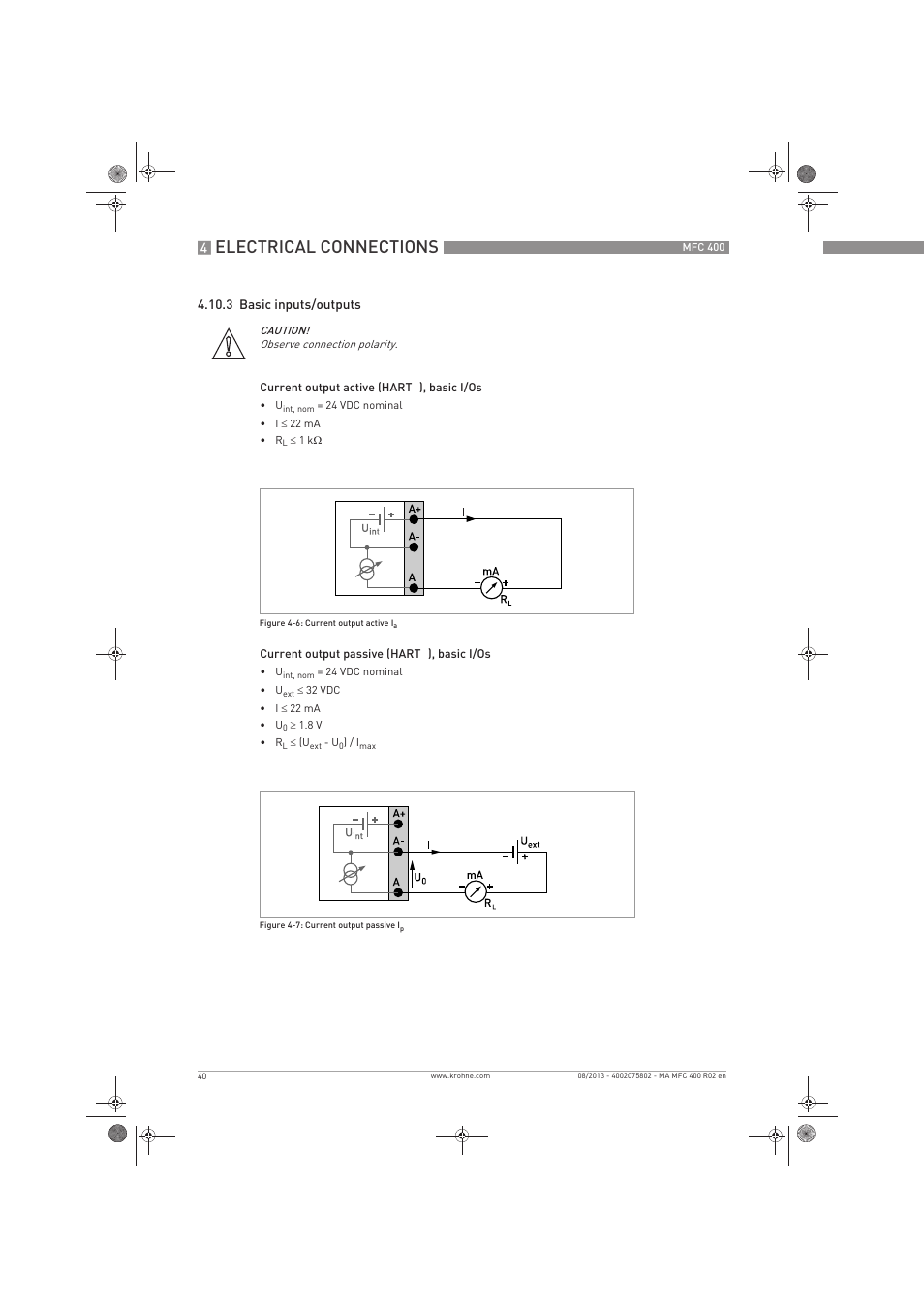 Electrical connections | KROHNE MFC 400 EN User Manual | Page 40 / 144