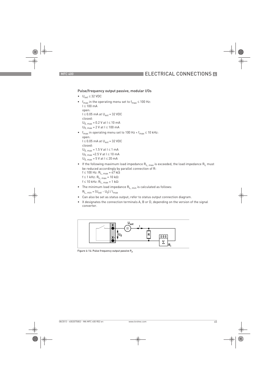 Electrical connections | KROHNE MFC 400 EN User Manual | Page 45 / 144