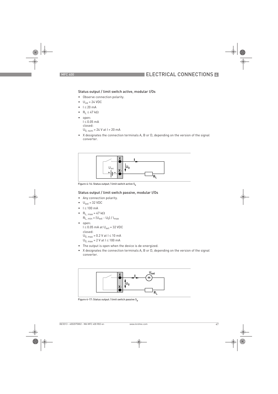 Electrical connections | KROHNE MFC 400 EN User Manual | Page 47 / 144