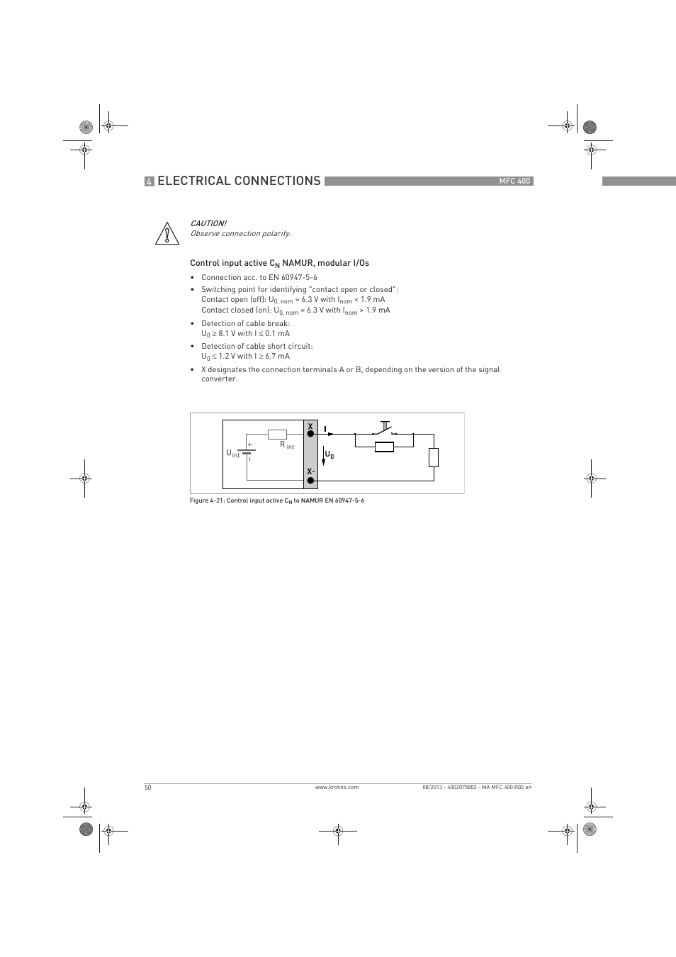 Electrical connections | KROHNE MFC 400 EN User Manual | Page 50 / 144