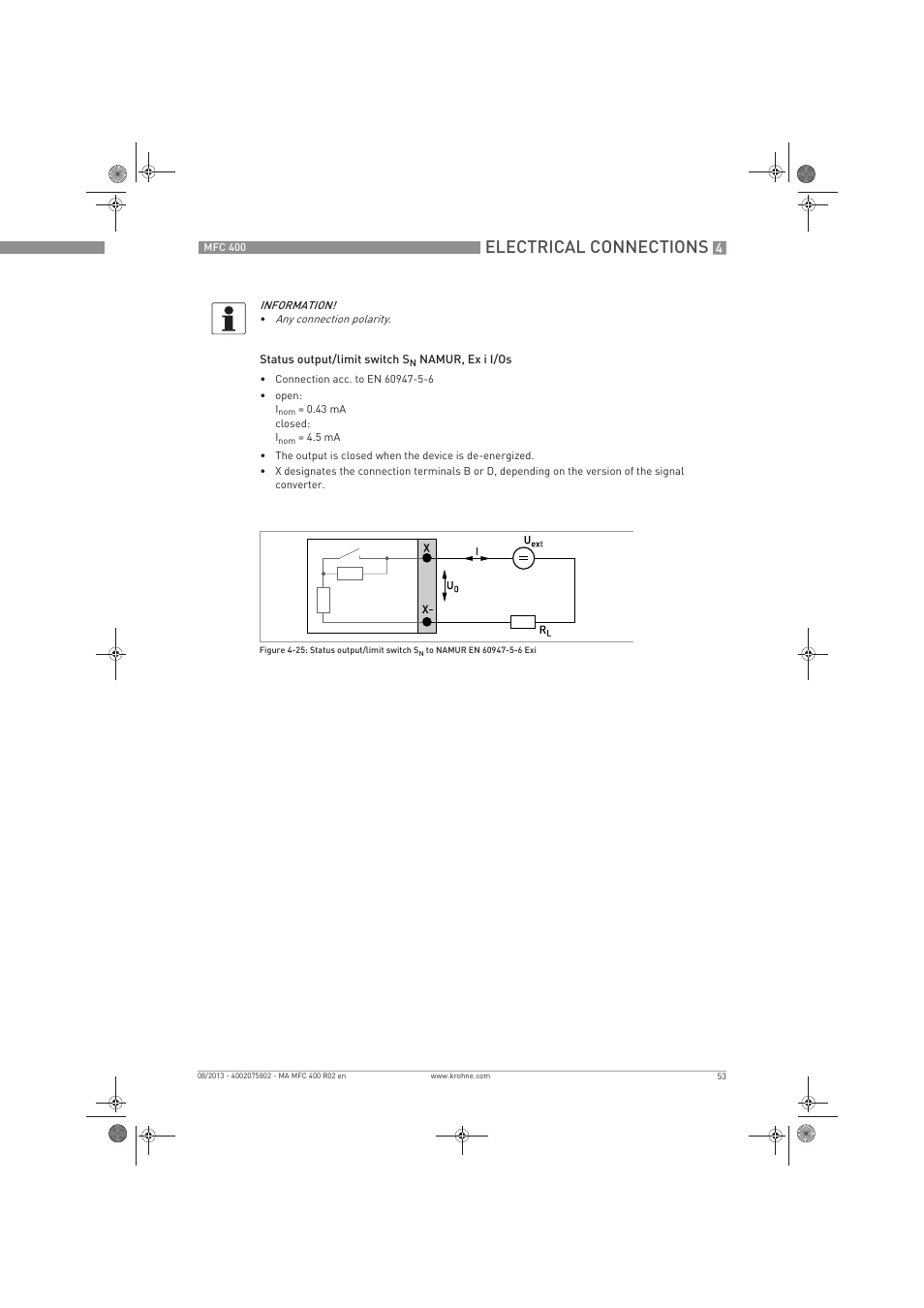 Electrical connections | KROHNE MFC 400 EN User Manual | Page 53 / 144