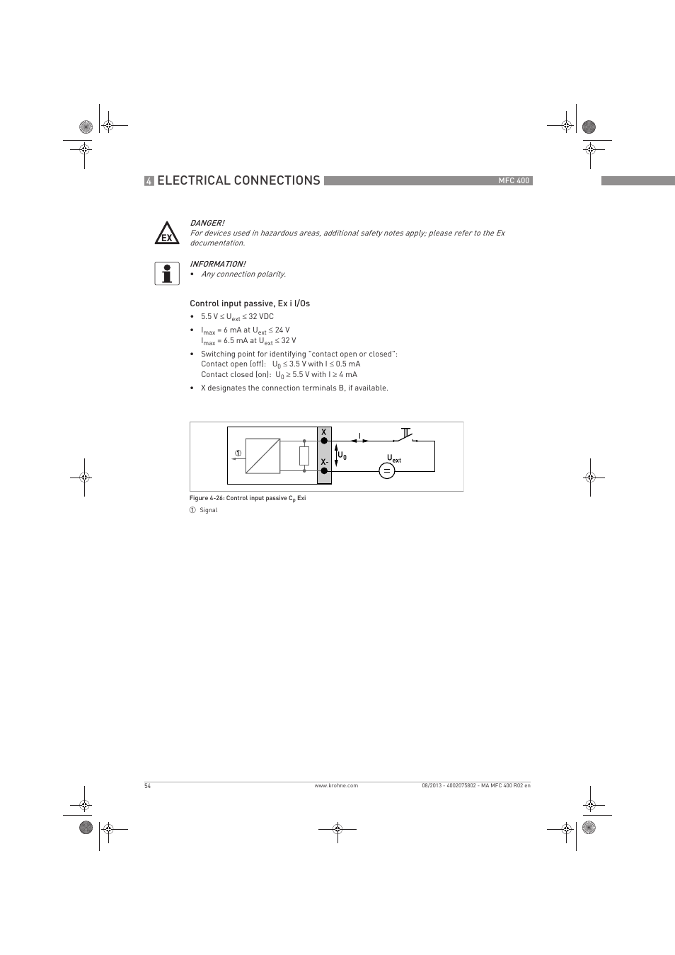 Electrical connections | KROHNE MFC 400 EN User Manual | Page 54 / 144