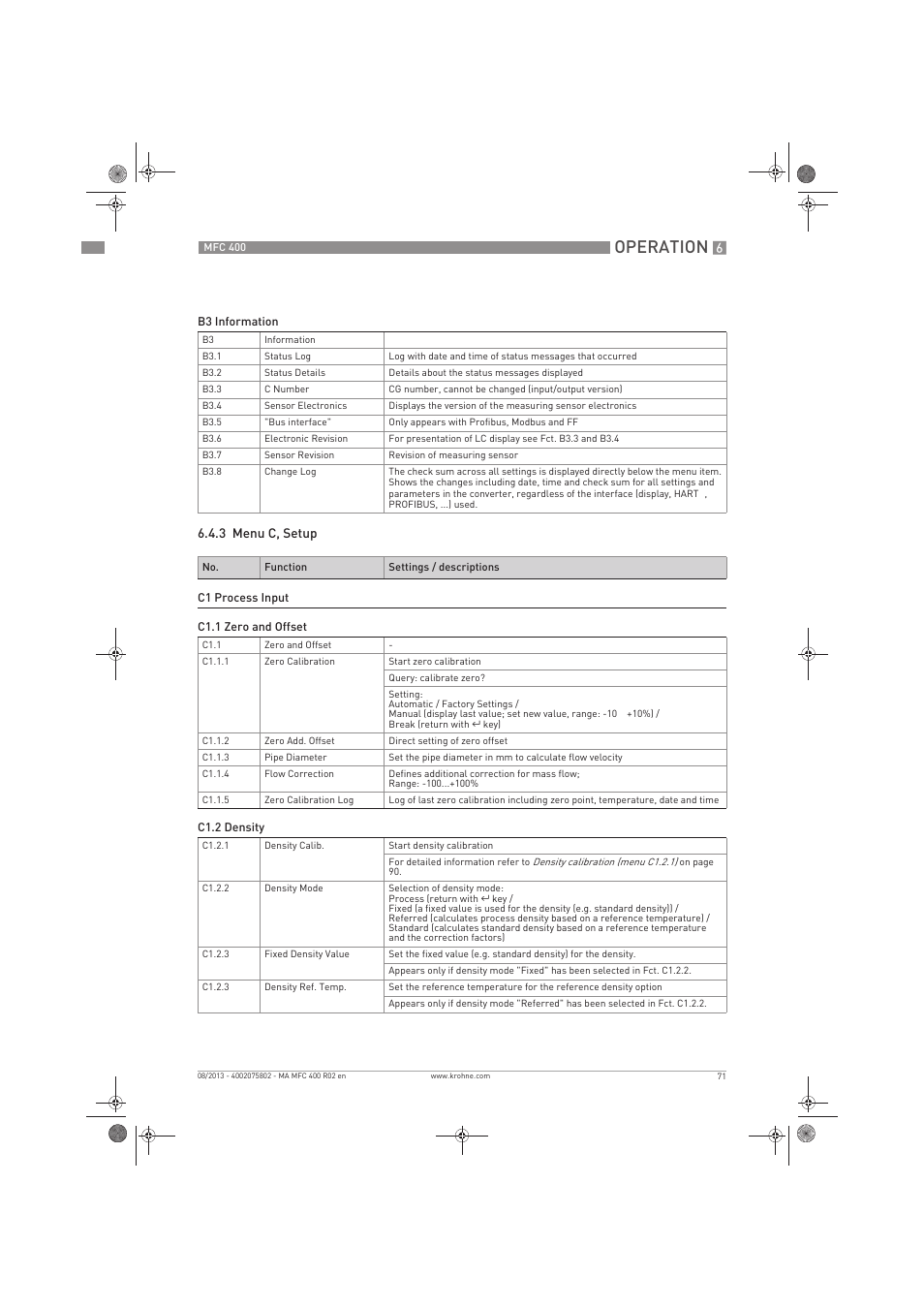 Operation | KROHNE MFC 400 EN User Manual | Page 71 / 144
