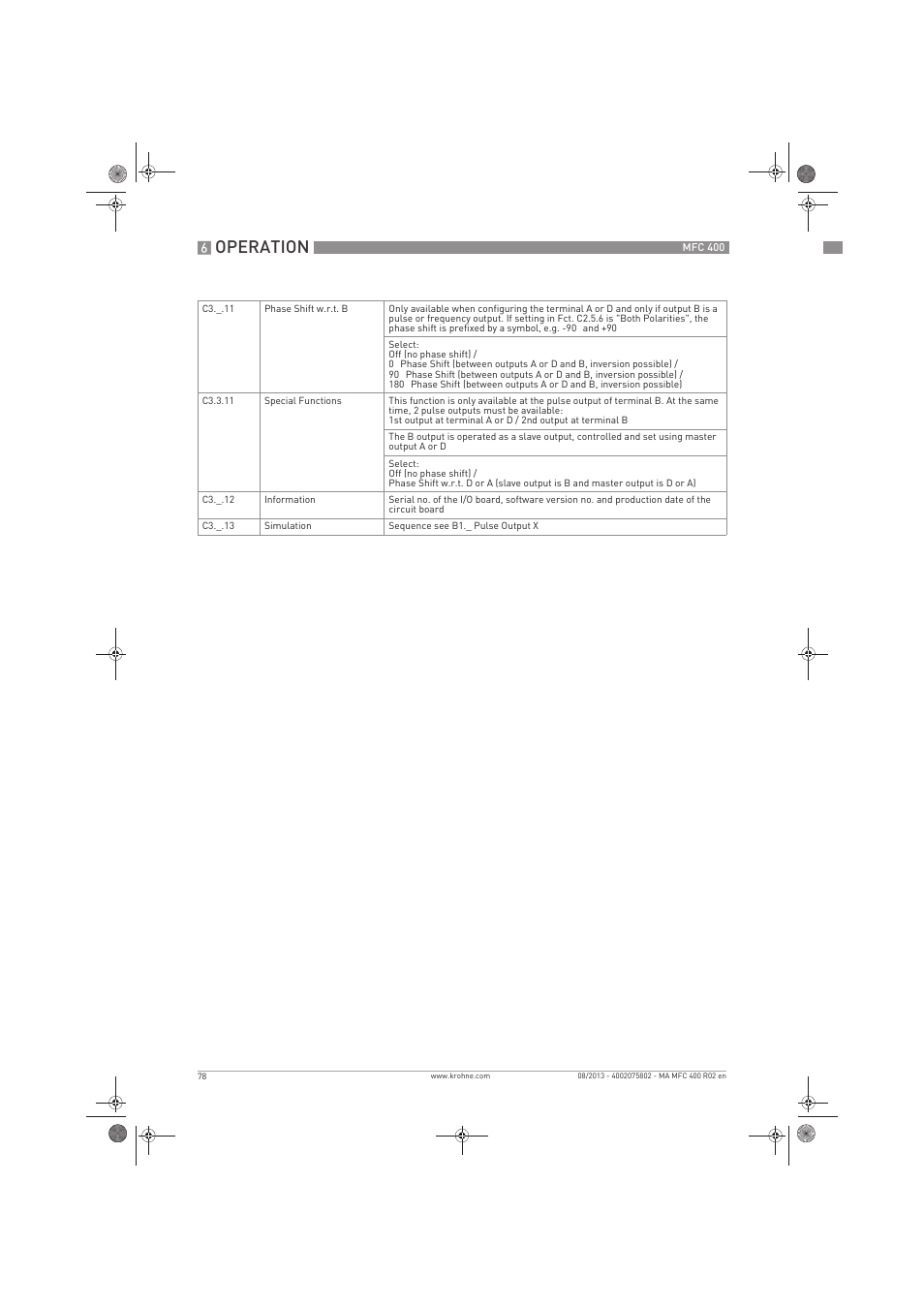 Operation | KROHNE MFC 400 EN User Manual | Page 78 / 144