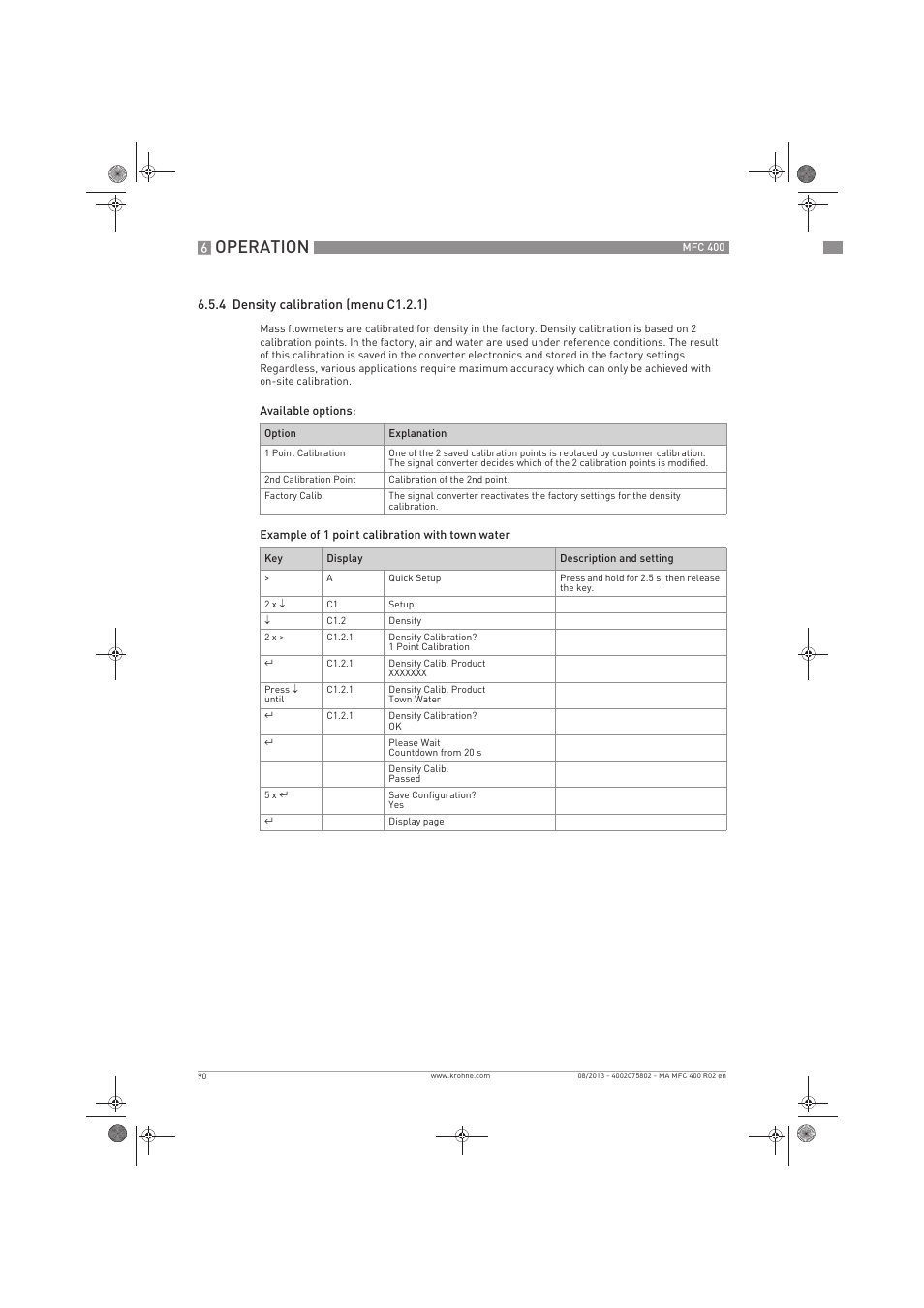 Operation | KROHNE MFC 400 EN User Manual | Page 90 / 144