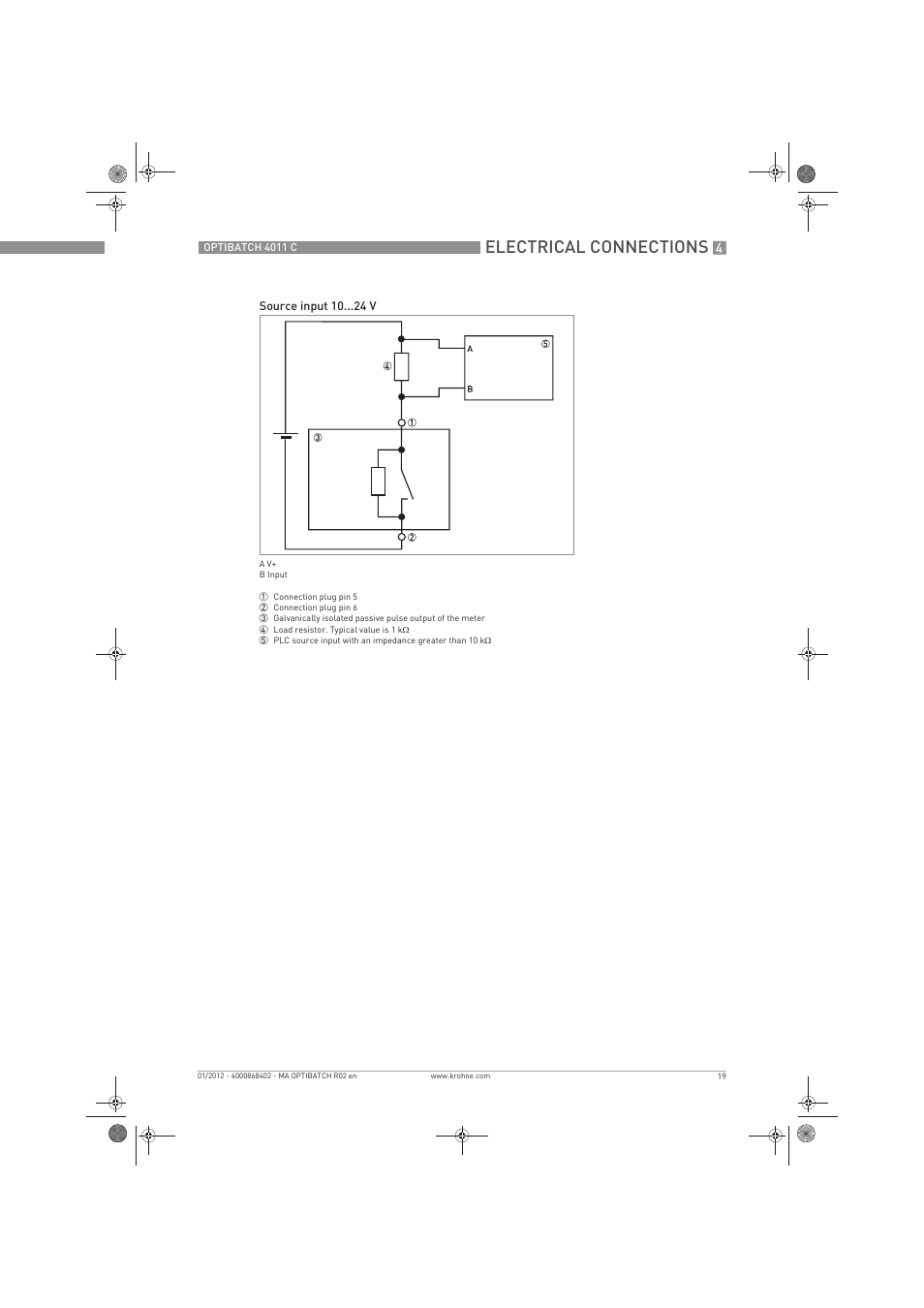 Electrical connections | KROHNE OPTIBATCH 4011 C EN User Manual | Page 19 / 40