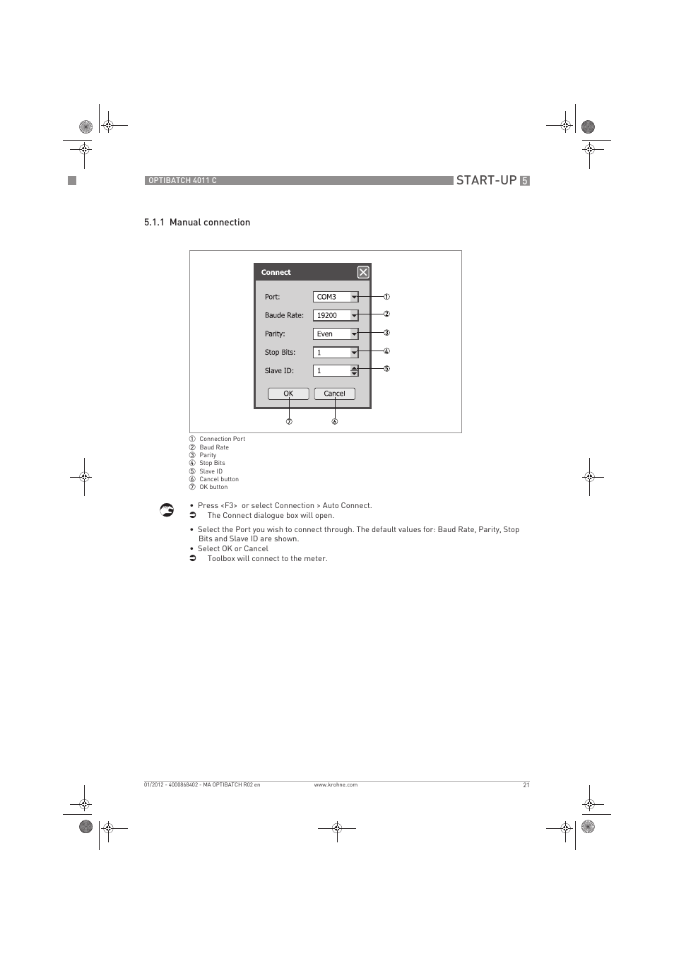 Start-up | KROHNE OPTIBATCH 4011 C EN User Manual | Page 21 / 40