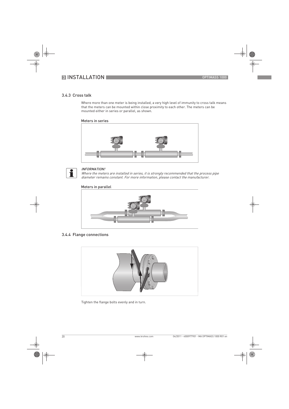 Installation | KROHNE OPTIMASS 1000 EN User Manual | Page 20 / 52