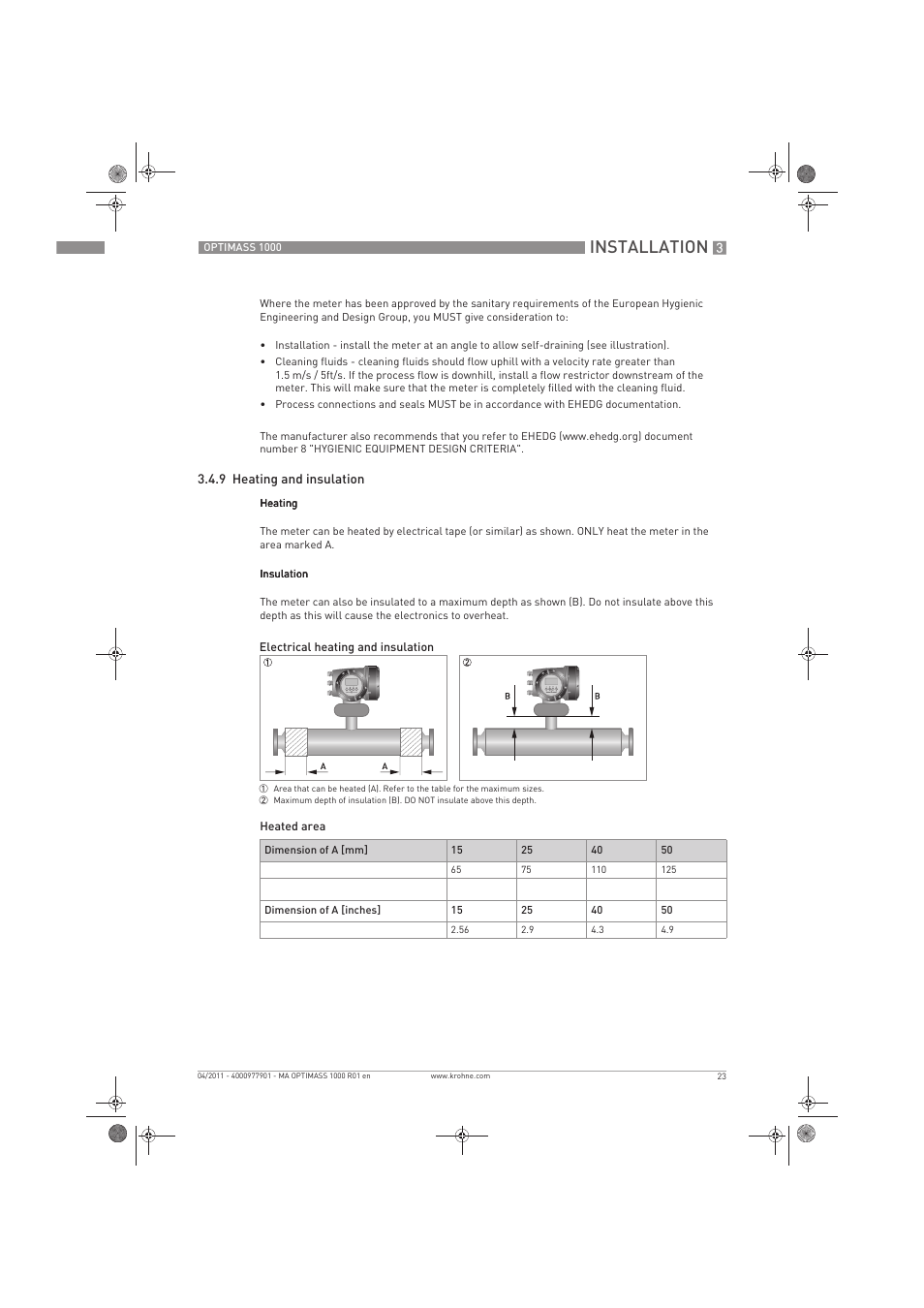 Installation | KROHNE OPTIMASS 1000 EN User Manual | Page 23 / 52