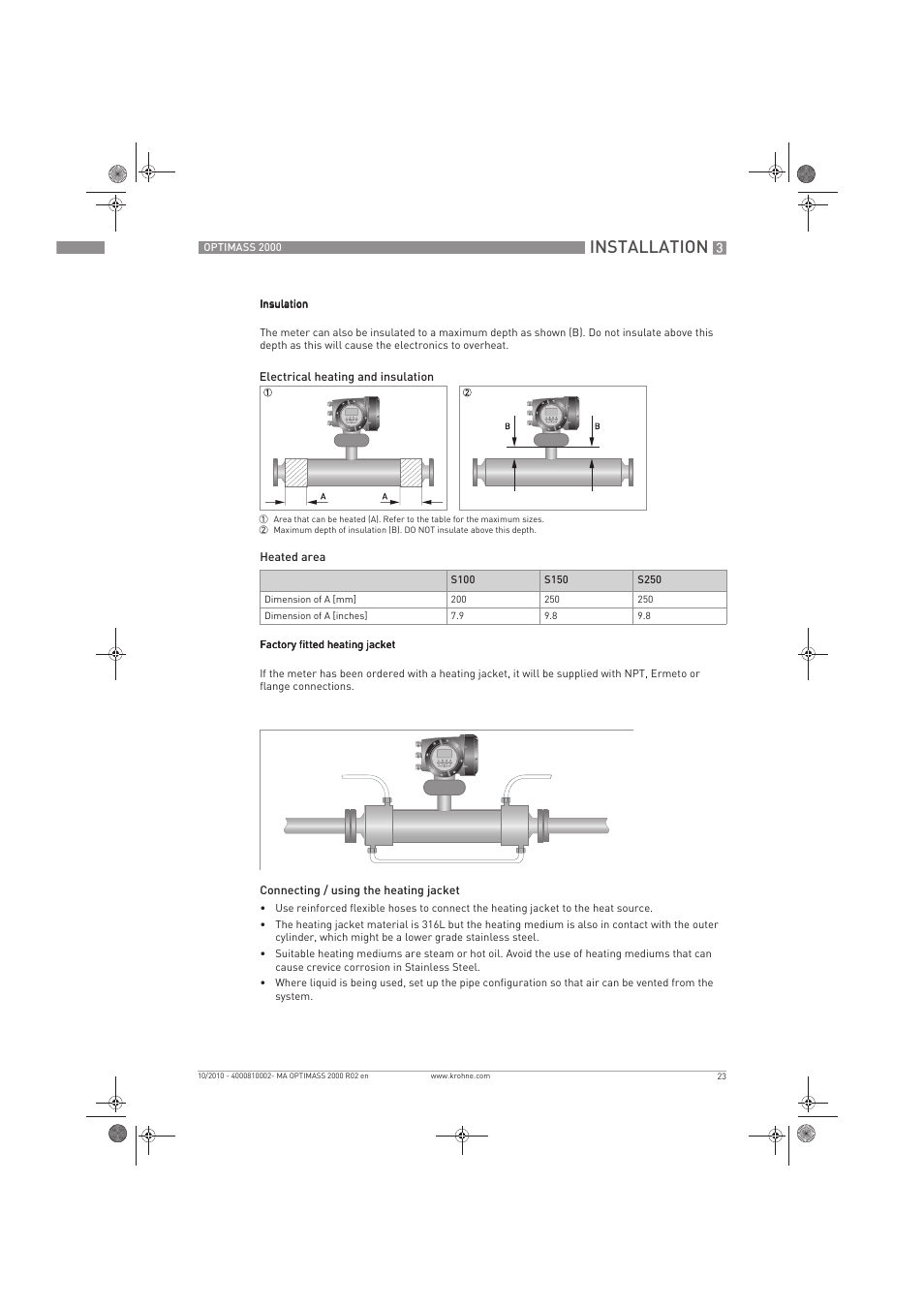 Installation | KROHNE OPTIMASS 2000 EN User Manual | Page 23 / 52