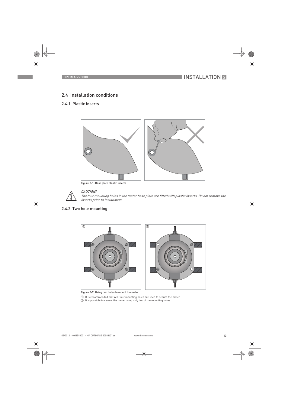 Installation, 4 installation conditions | KROHNE OPTIMASS 3000 EN User Manual | Page 13 / 40