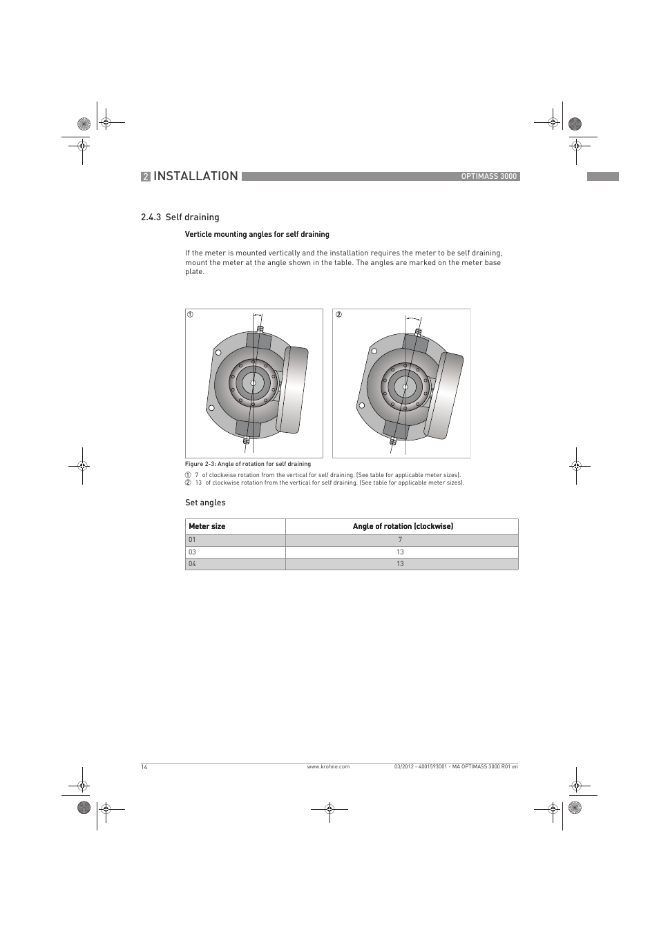 Installation | KROHNE OPTIMASS 3000 EN User Manual | Page 14 / 40