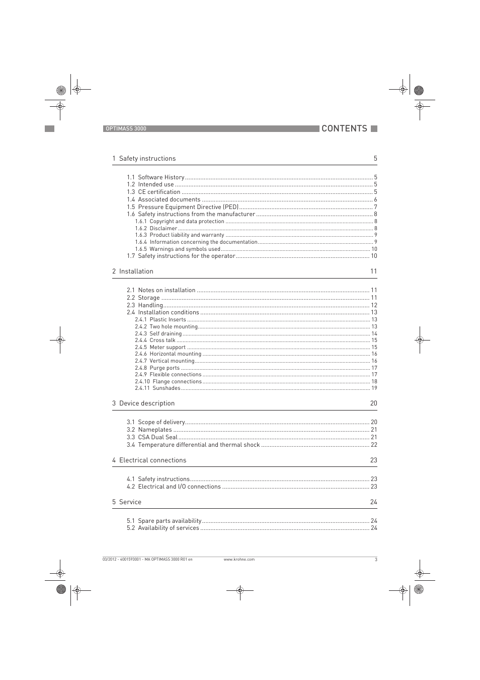 KROHNE OPTIMASS 3000 EN User Manual | Page 3 / 40