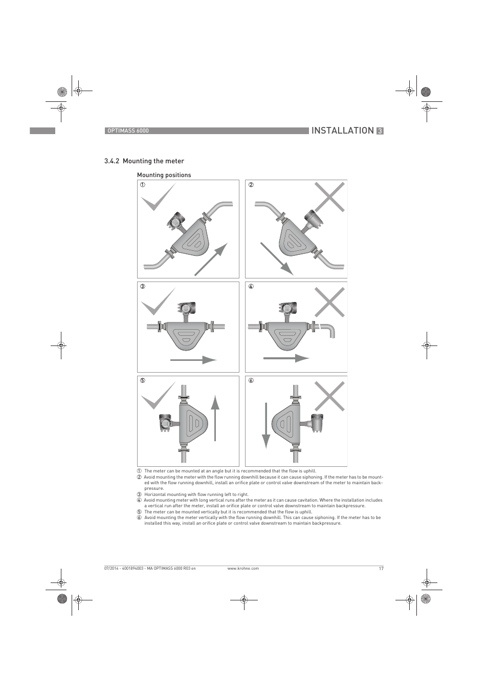 Installation | KROHNE OPTIMASS 6000 EN User Manual | Page 17 / 60