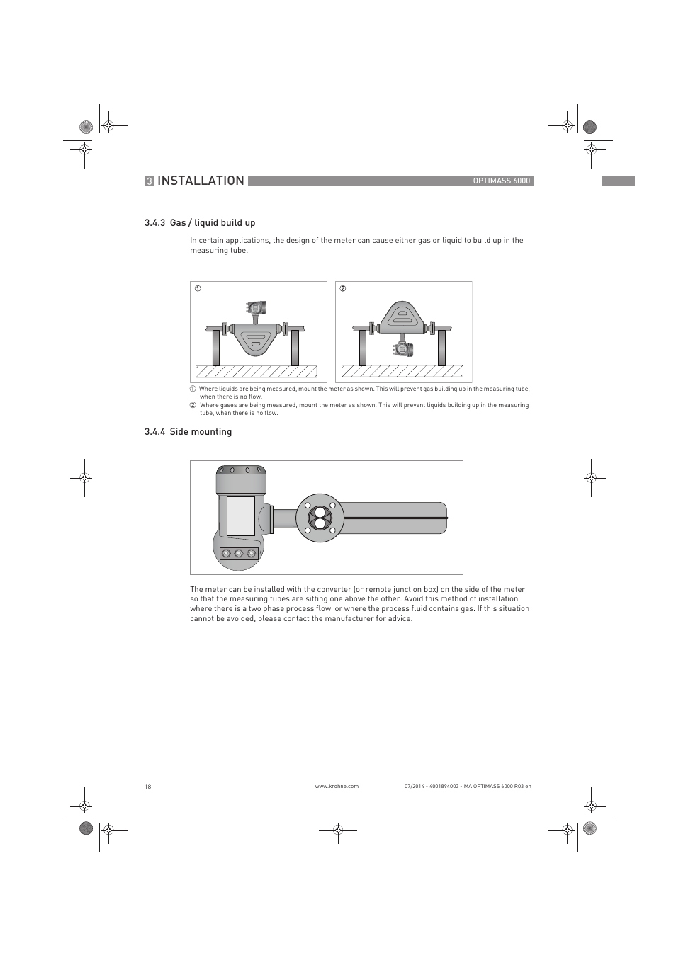 Installation | KROHNE OPTIMASS 6000 EN User Manual | Page 18 / 60