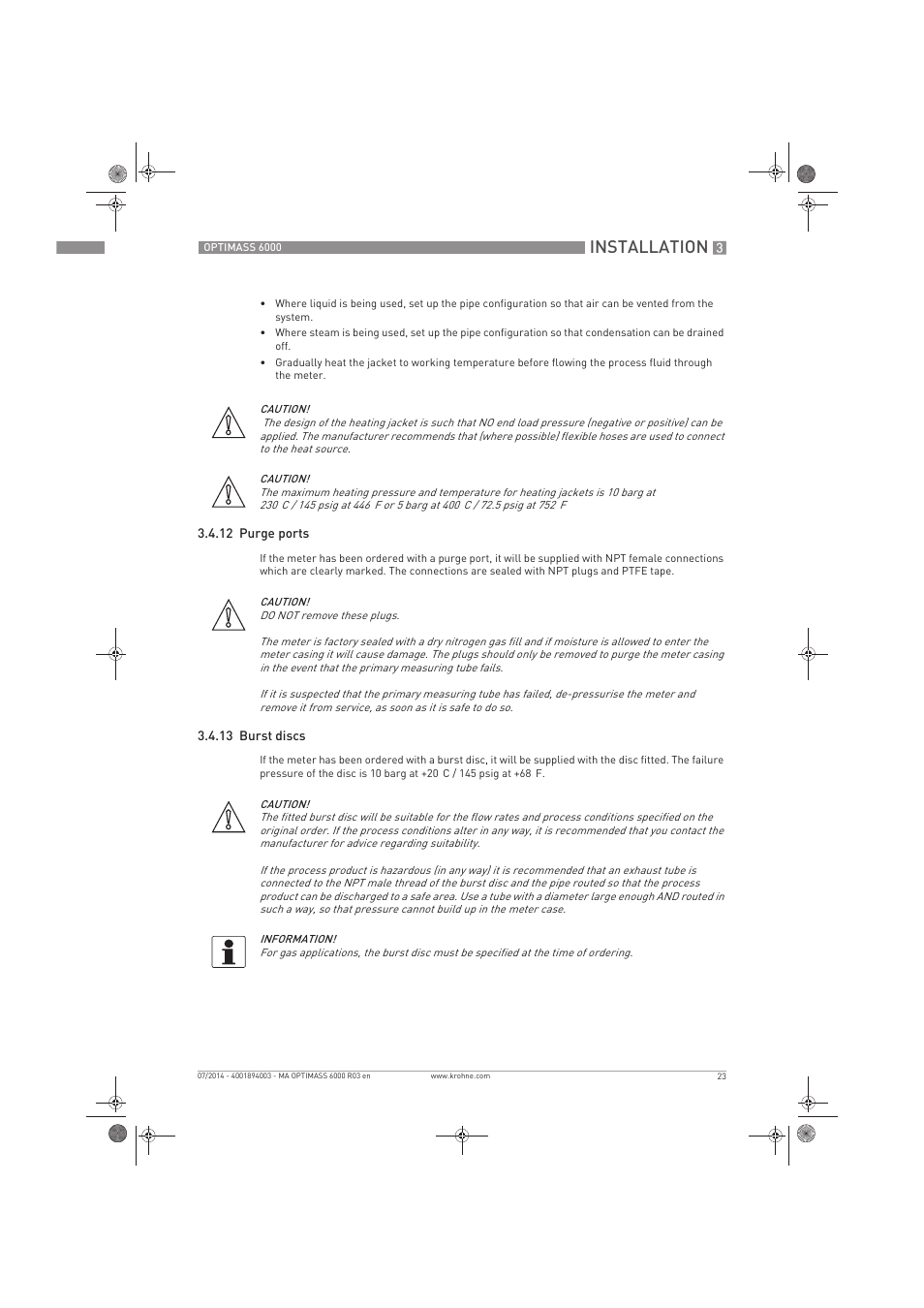 Installation | KROHNE OPTIMASS 6000 EN User Manual | Page 23 / 60