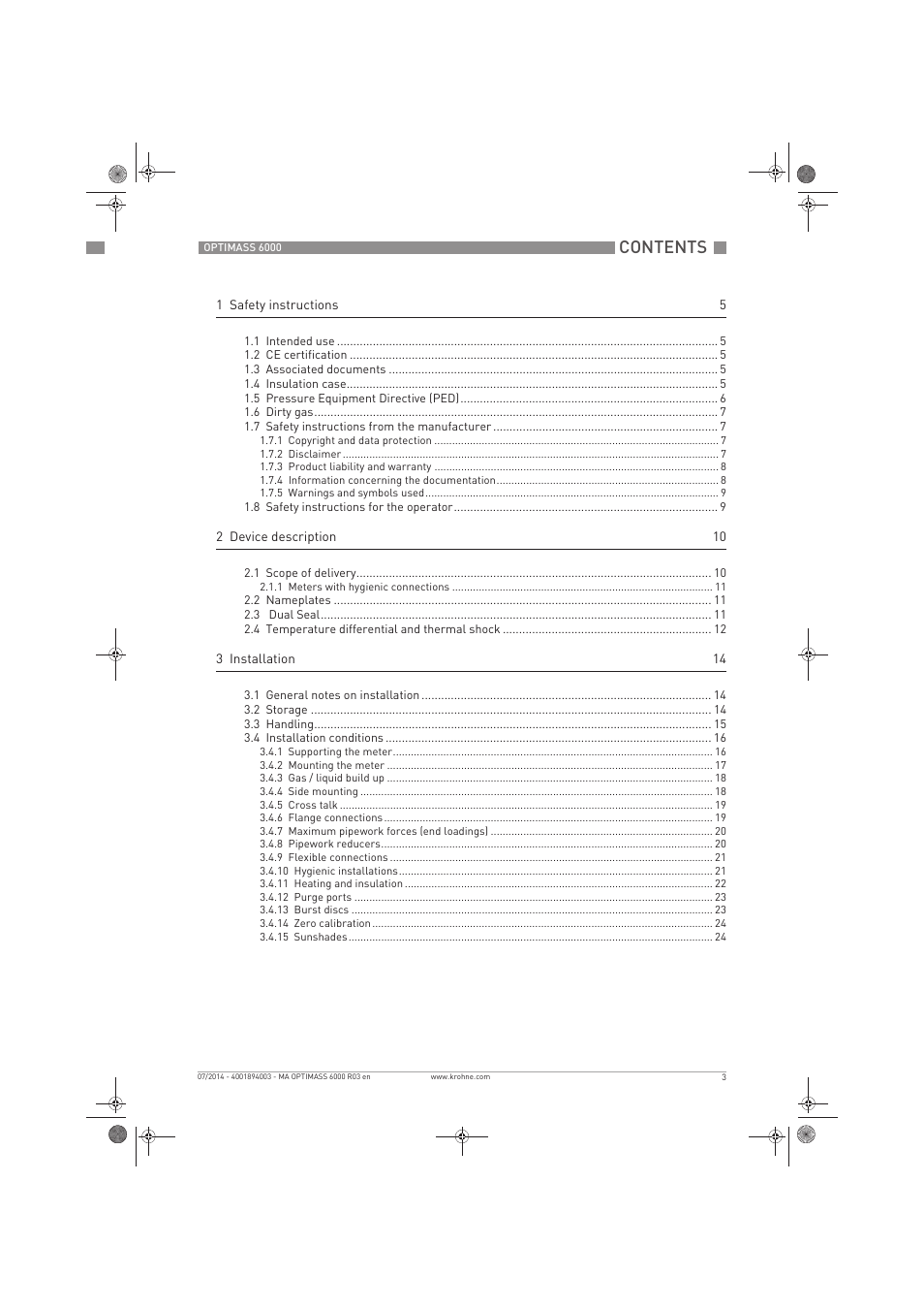 KROHNE OPTIMASS 6000 EN User Manual | Page 3 / 60