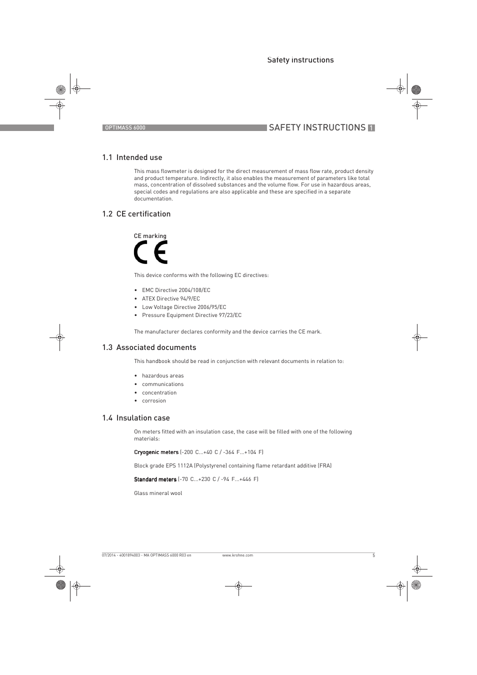 Safety instructions | KROHNE OPTIMASS 6000 EN User Manual | Page 5 / 60