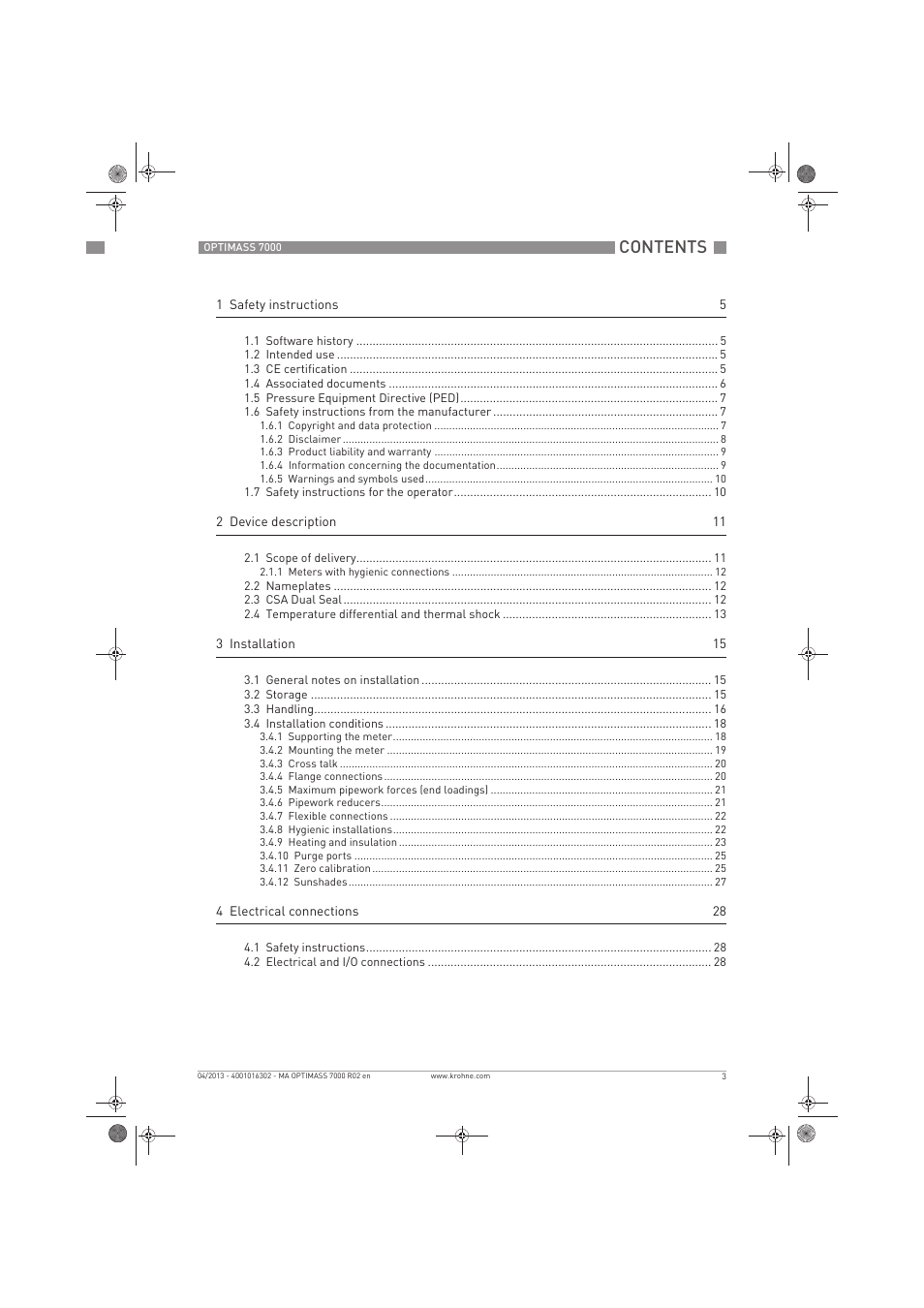KROHNE OPTIMASS 7000 EN User Manual | Page 3 / 56