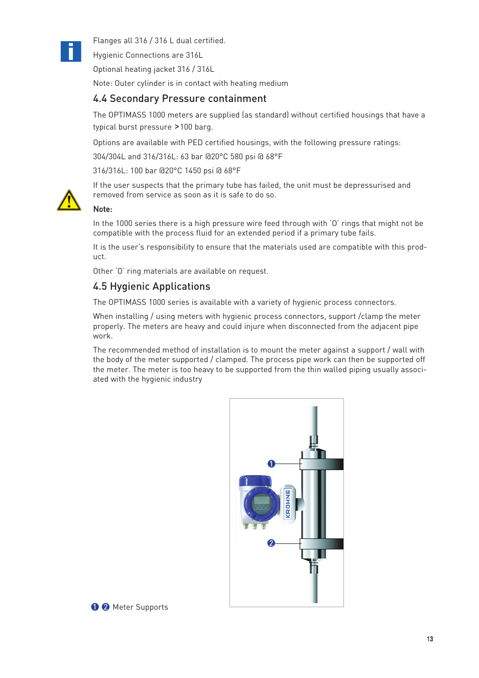4 secondary pressure containment, 5 hygienic applications | KROHNE OPTIMASS with MFC 300 EN User Manual | Page 13 / 146