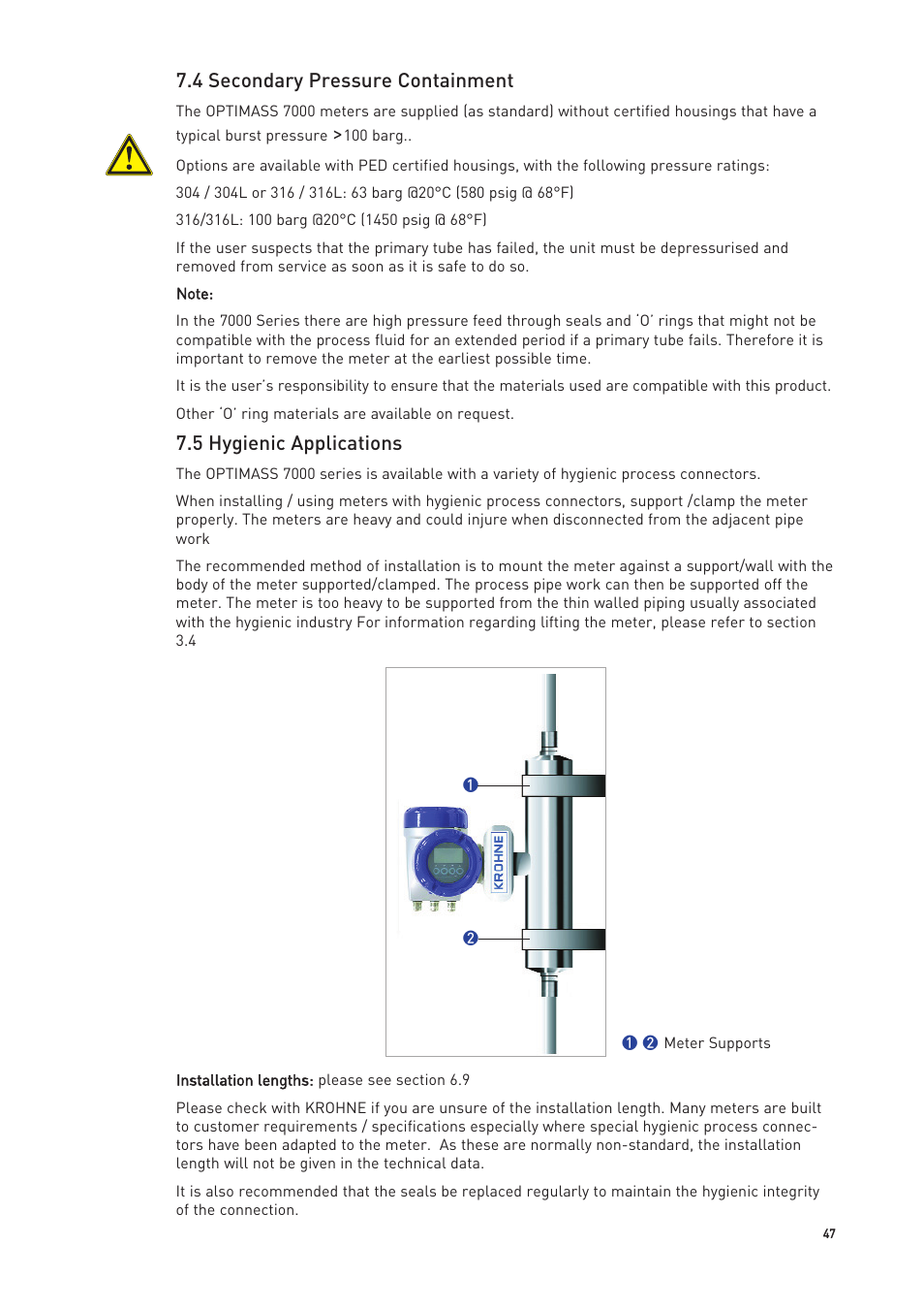 4 secondary pressure containment, 5 hygienic applications | KROHNE OPTIMASS with MFC 300 EN User Manual | Page 47 / 146