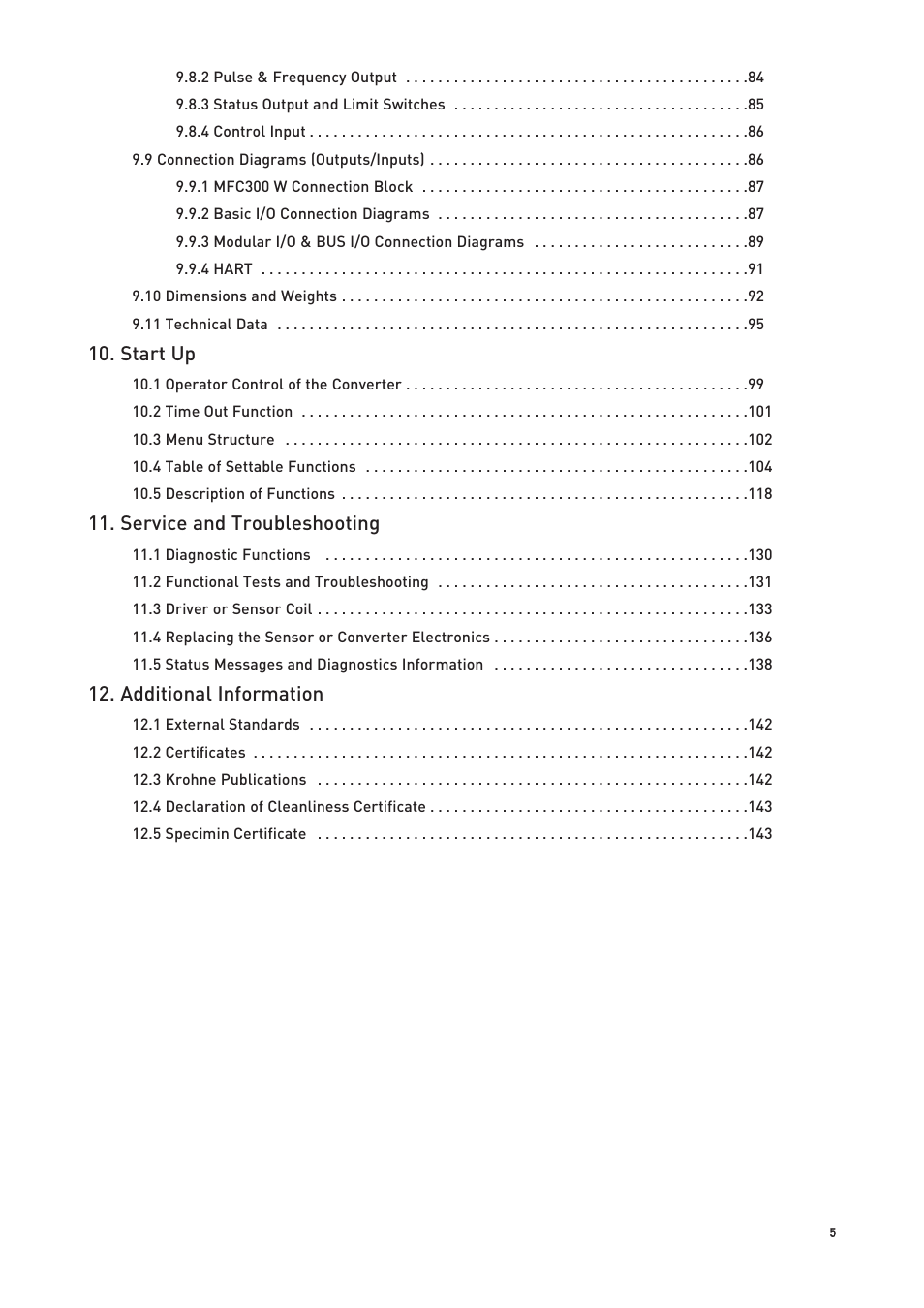 Start up, Service and troubleshooting, Additional information | KROHNE OPTIMASS with MFC 300 EN User Manual | Page 5 / 146