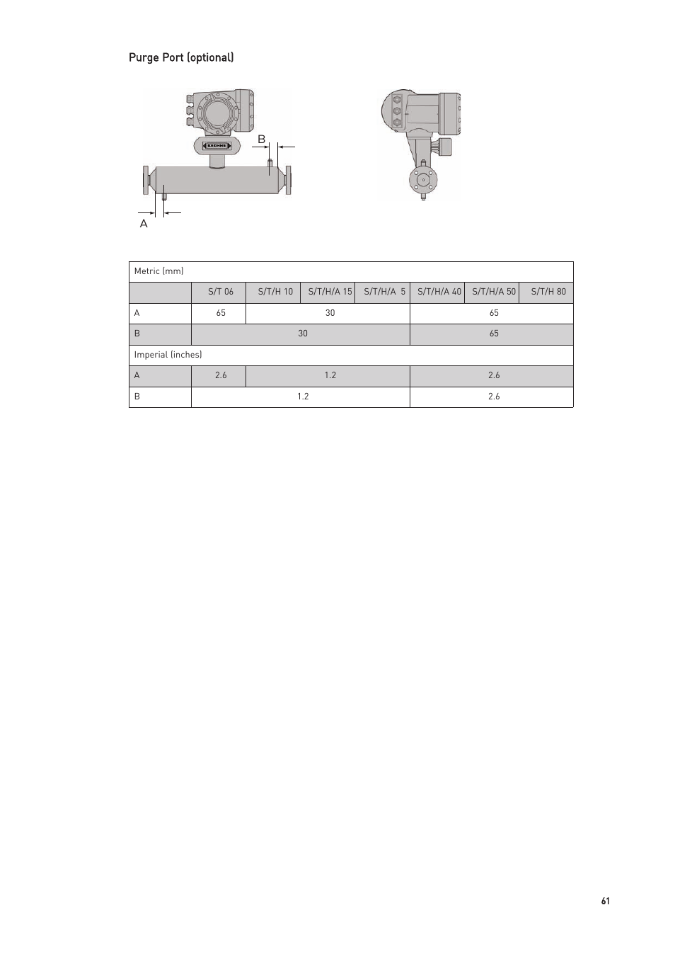 Purge port (optional) | KROHNE OPTIMASS with MFC 300 EN User Manual | Page 61 / 146