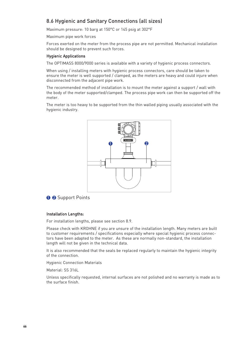 6 hygienic and sanitary connections (all sizes) | KROHNE OPTIMASS with MFC 300 EN User Manual | Page 66 / 146