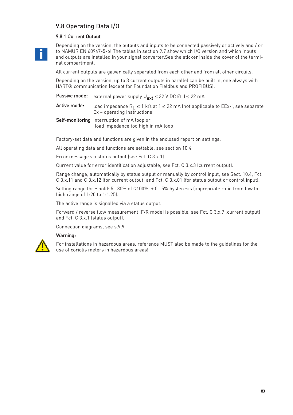 8 operating data i/o | KROHNE OPTIMASS with MFC 300 EN User Manual | Page 83 / 146