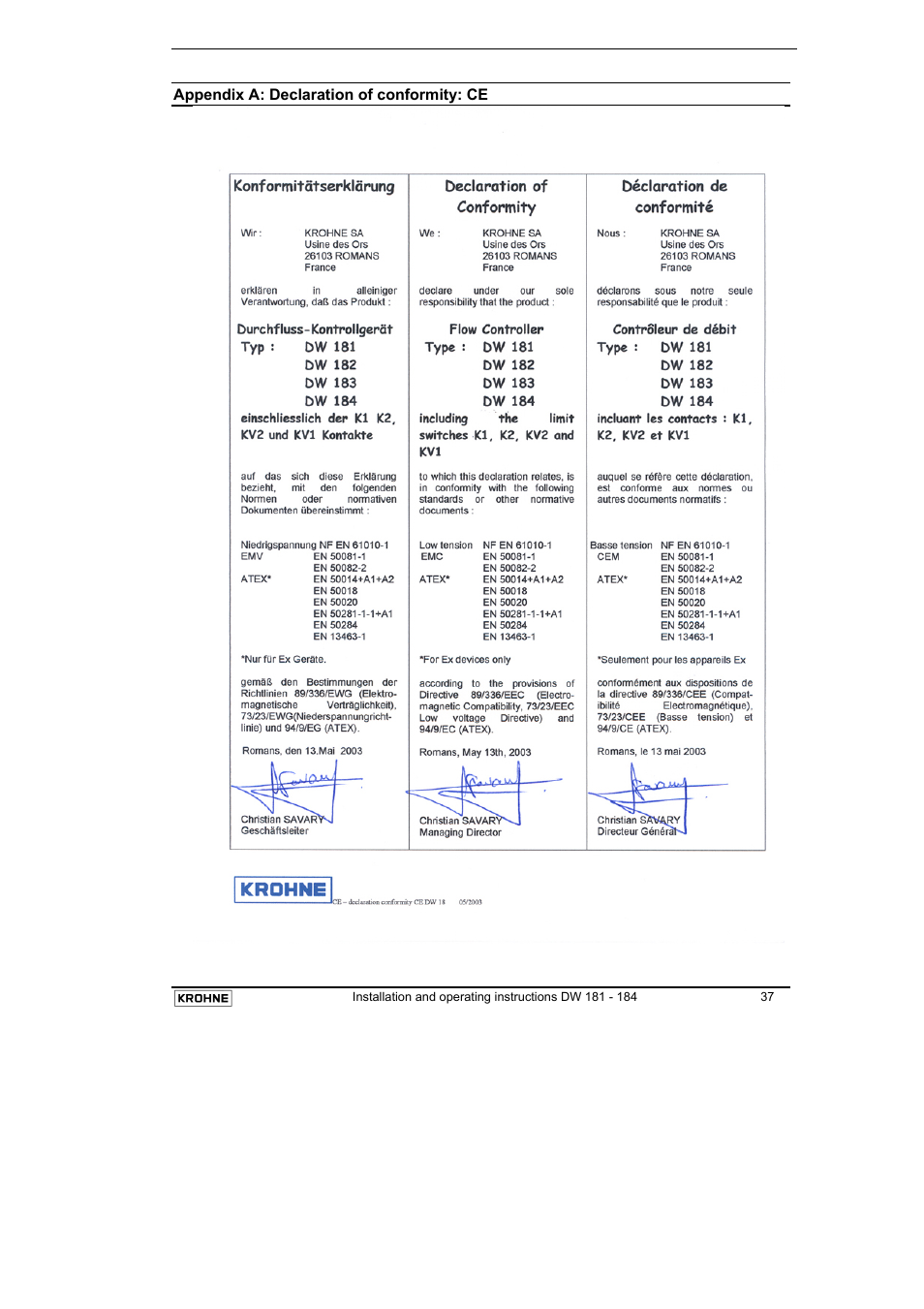 KROHNE DW 181-182-183-184 EN User Manual | Page 37 / 39