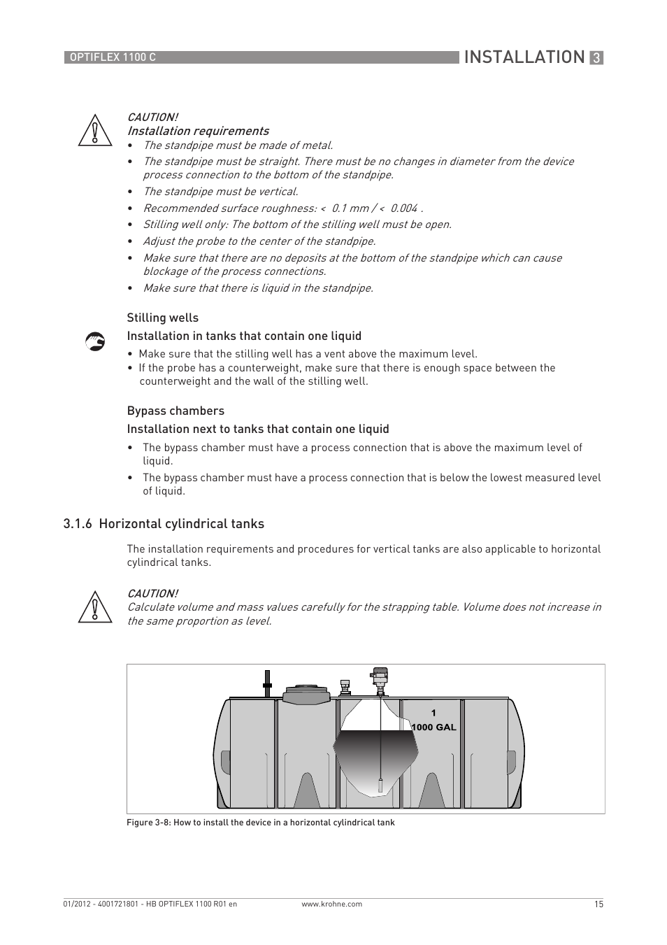 Installation | KROHNE OPTIFLEX 1100C EN User Manual | Page 15 / 72