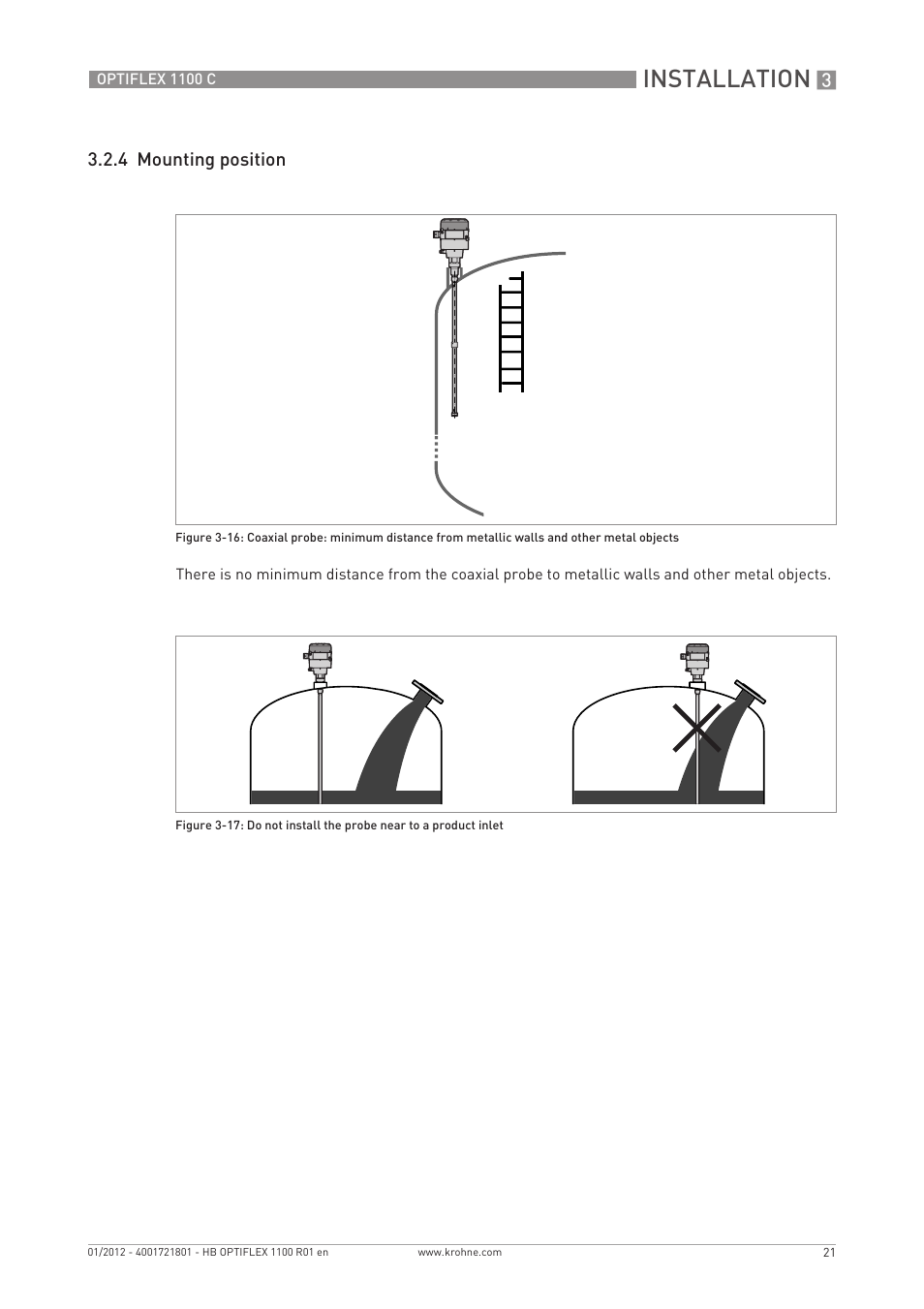 Installation, 4 mounting position | KROHNE OPTIFLEX 1100C EN User Manual | Page 21 / 72