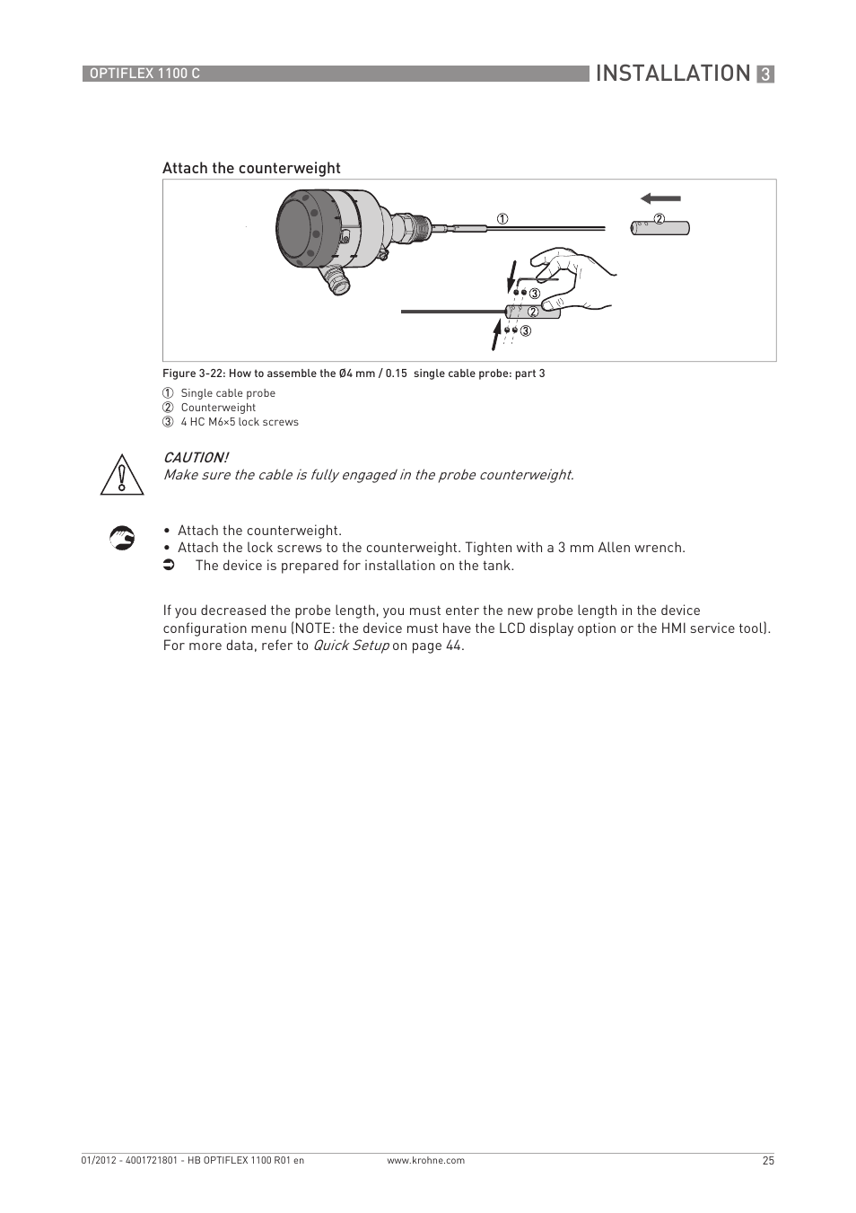 Installation | KROHNE OPTIFLEX 1100C EN User Manual | Page 25 / 72