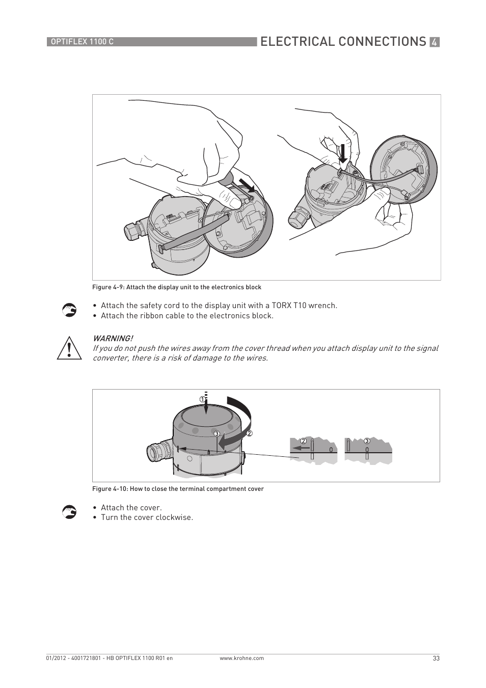 Electrical connections | KROHNE OPTIFLEX 1100C EN User Manual | Page 33 / 72