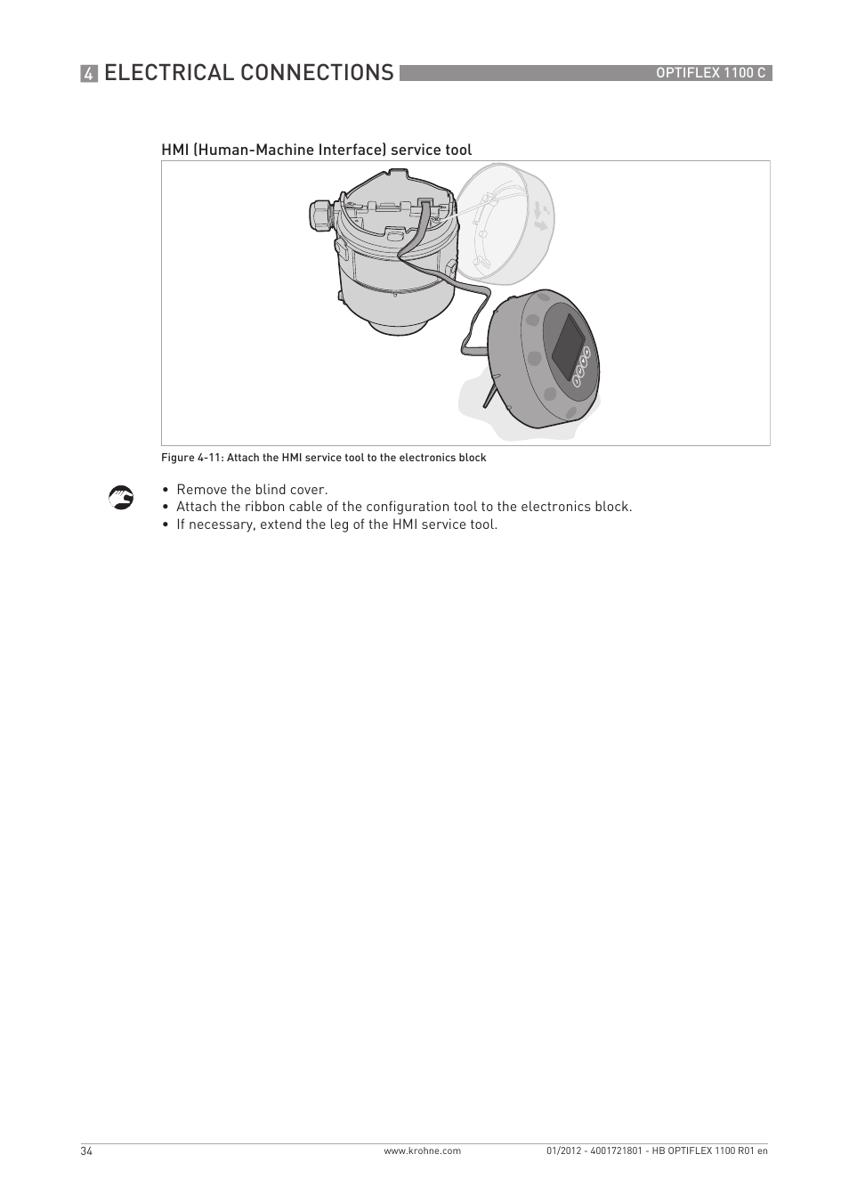 Electrical connections | KROHNE OPTIFLEX 1100C EN User Manual | Page 34 / 72