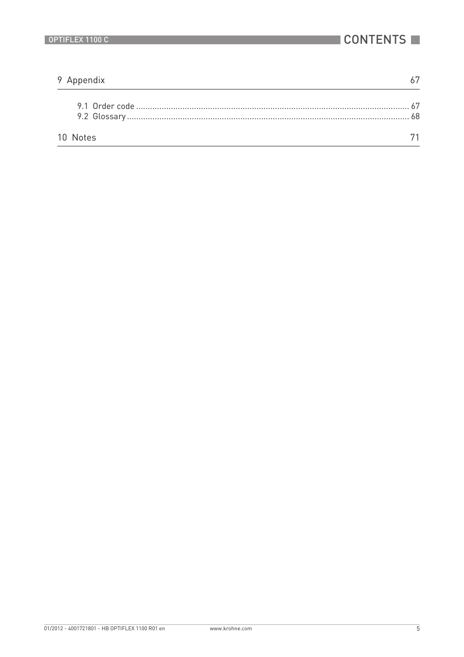 KROHNE OPTIFLEX 1100C EN User Manual | Page 5 / 72