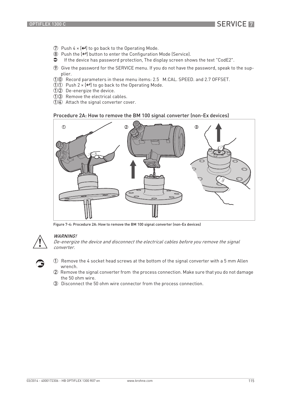Service | KROHNE OPTIFLEX 1300C EN User Manual | Page 115 / 192