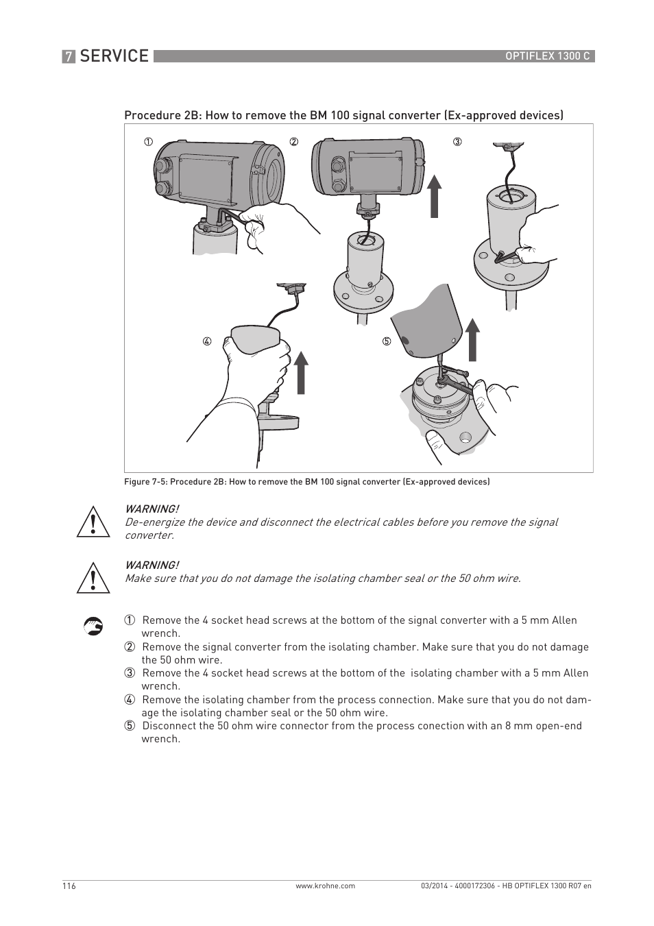 Service | KROHNE OPTIFLEX 1300C EN User Manual | Page 116 / 192